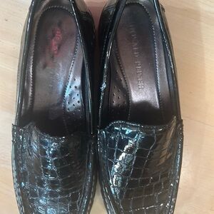 Men's Black Crocodile Pattern Loafers by Donald Pliner
